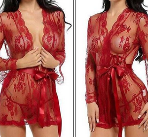 Ouvrir l&#39;image dans le diaporama, Chemise de nuit en dentelle sexy ( taille M à 5XL)
